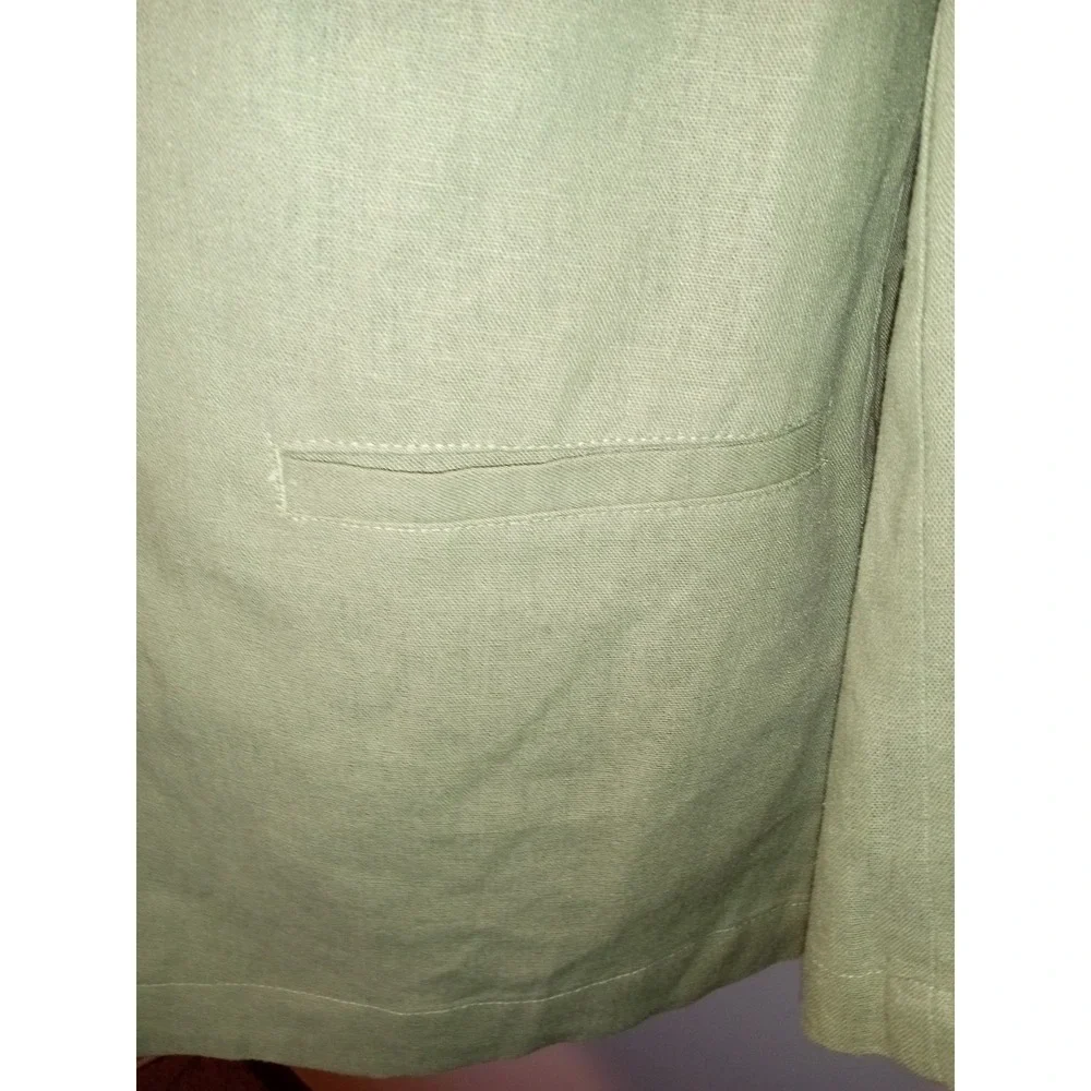 Chadwicks Jacket Blazer Womens Small Tall Sage Green 1 Button Linen Rayon - Picture 3 of 9